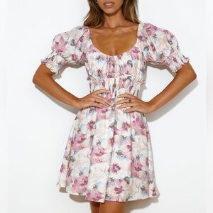 Hello Molly |Brunch Fun Mini Dress Plum Floral, Size XS|